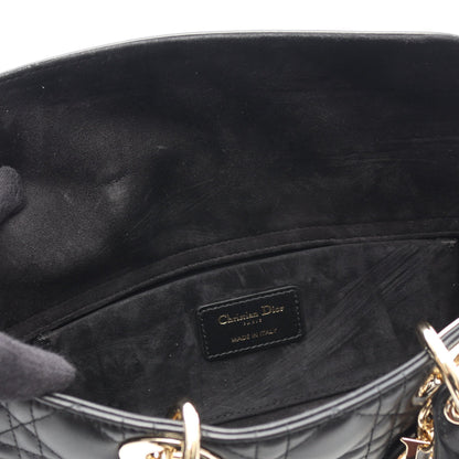 Lady D-Joy ミディアム カナージュ ハンドバッグ レザー ブラック 2WAY クリスチャンディオール バッグ Christian Dior