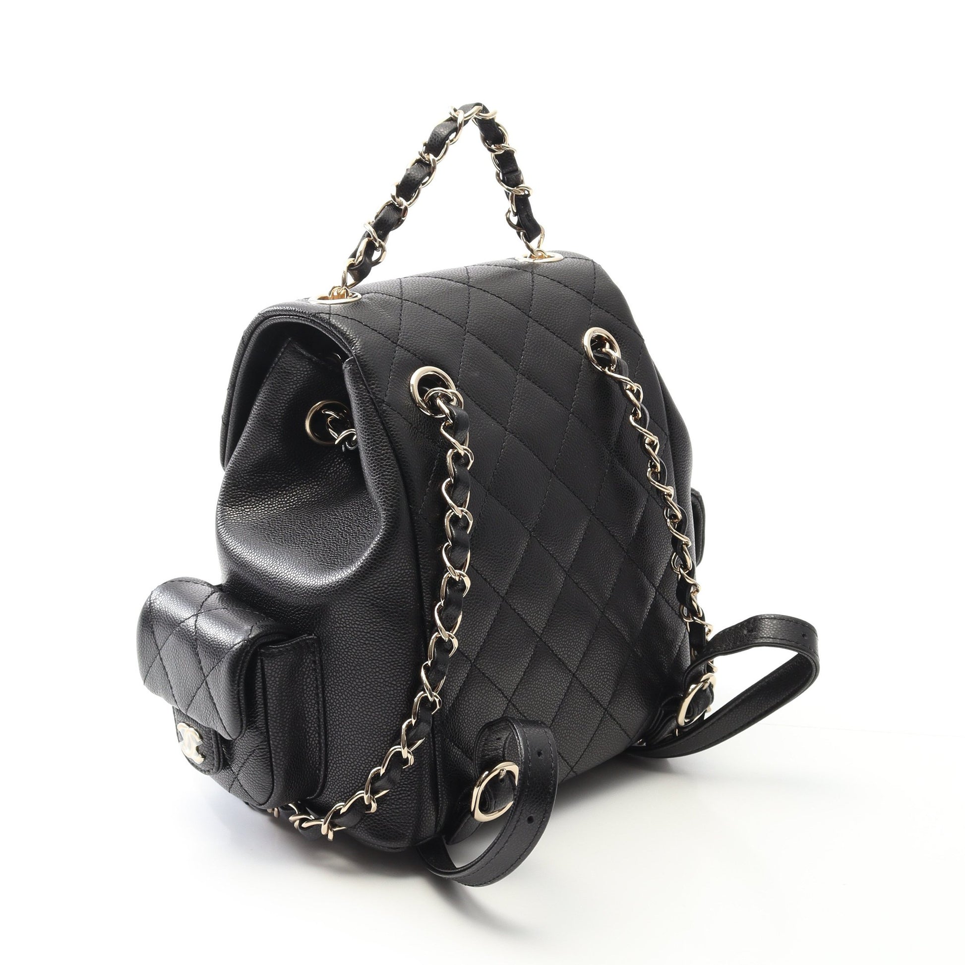 マトラッセ バックパック リュックサック キャビアスキン ブラック ゴールド金具 シャネル バッグ CHANEL
