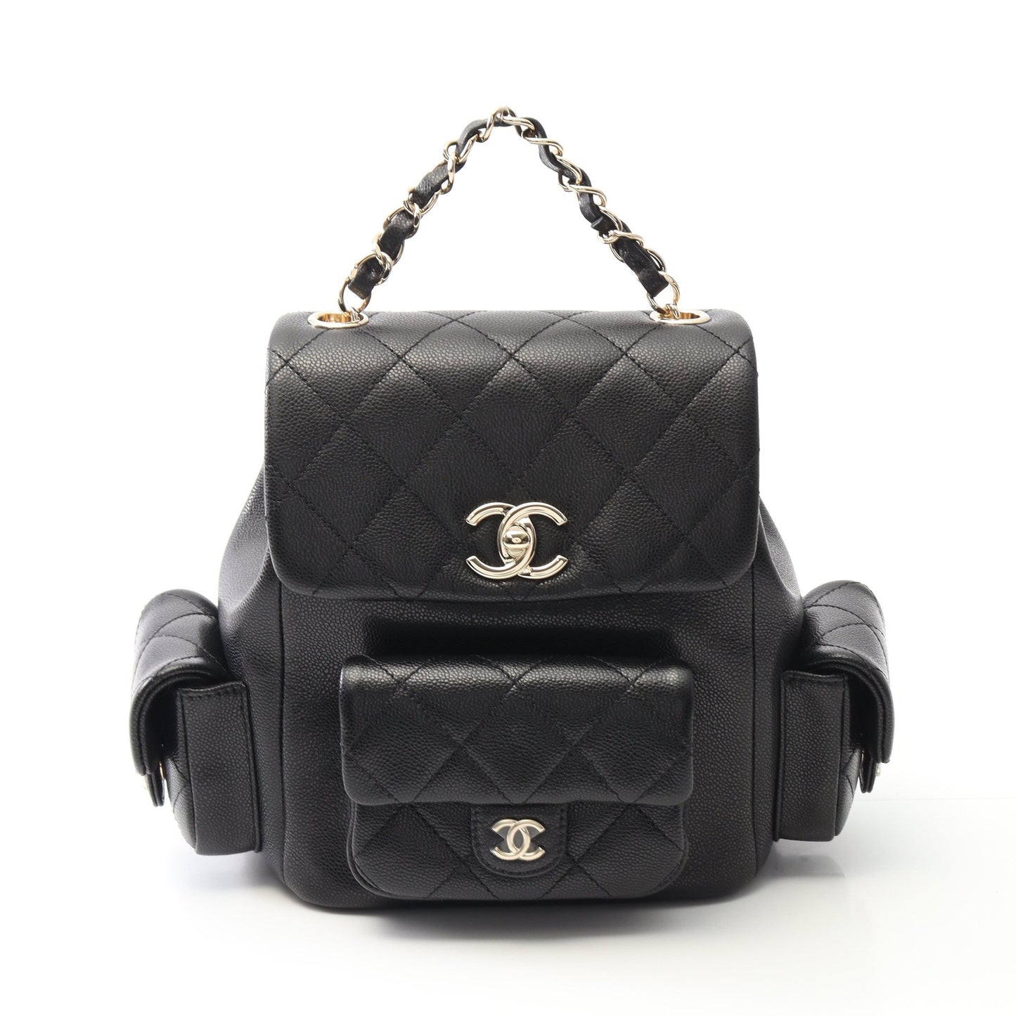 マトラッセ バックパック リュックサック キャビアスキン ブラック ゴールド金具 シャネル バッグ CHANEL