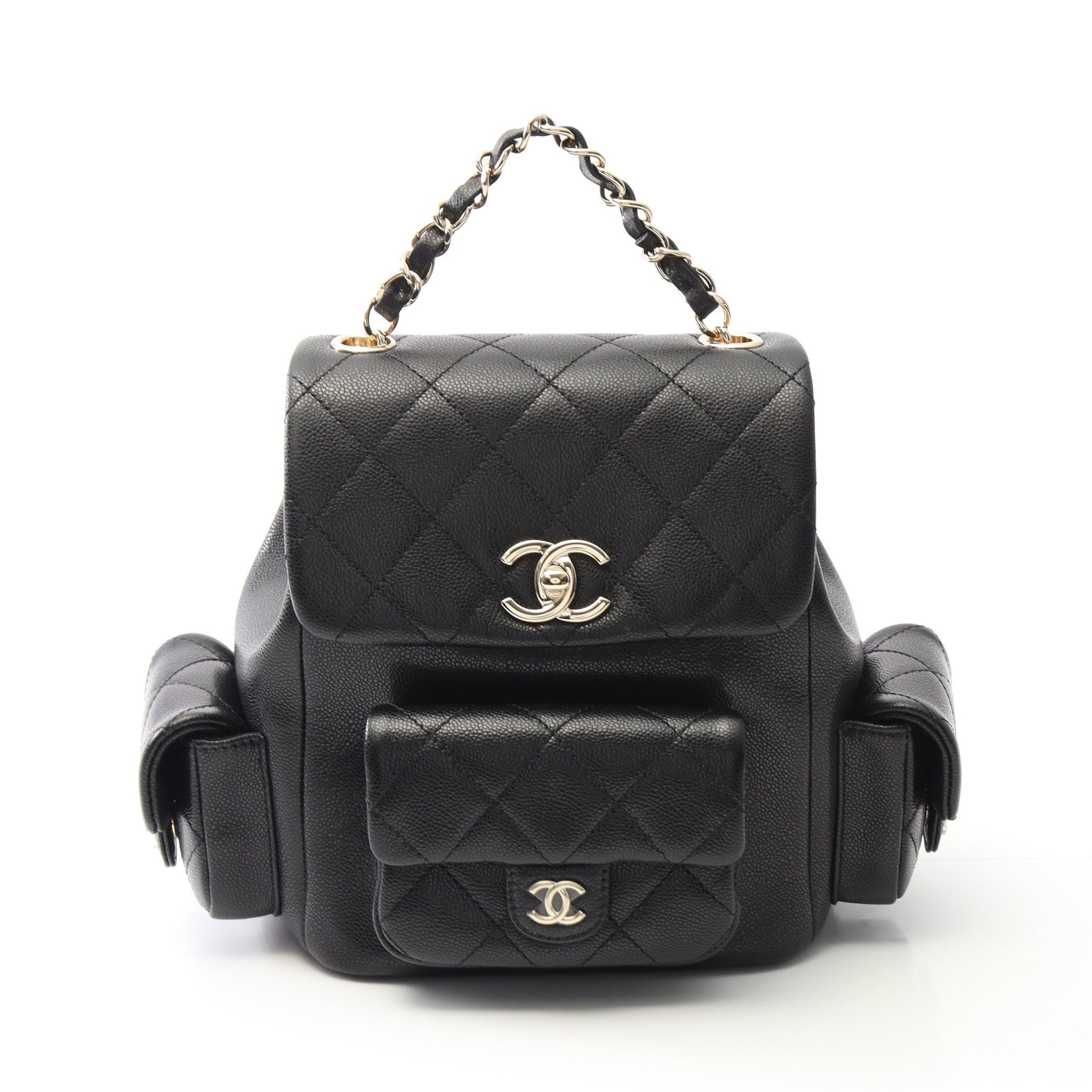 マトラッセ バックパック リュックサック キャビアスキン ブラック ゴールド金具 シャネル バッグ CHANEL