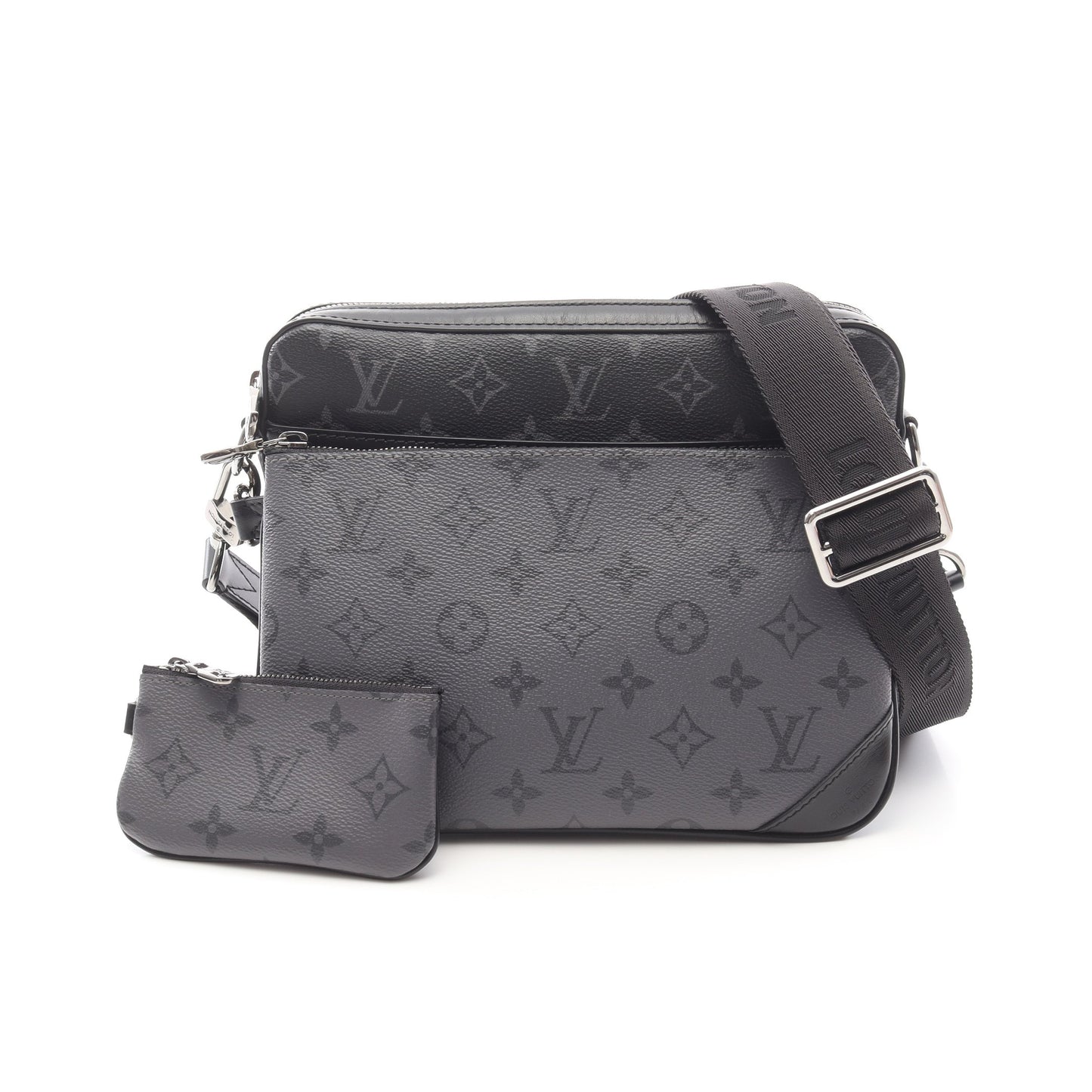 トリオ メッセンジャー モノグラム エクリプス ショルダーバッグ PVC レザー ブラック グレー ルイヴィトン バッグ LOUIS VUITTON