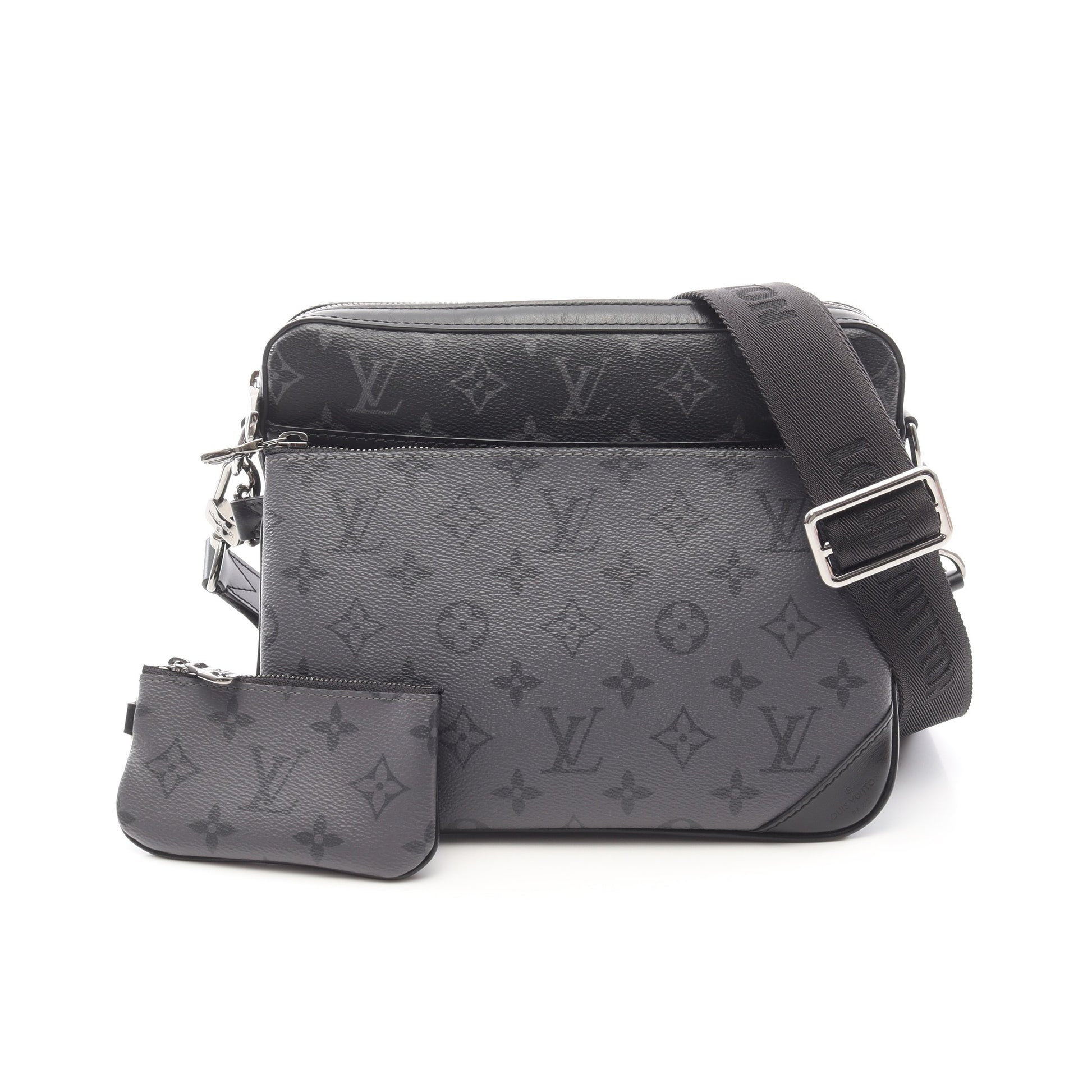 トリオ メッセンジャー モノグラム エクリプス ショルダーバッグ PVC レザー ブラック グレー ルイヴィトン バッグ LOUIS VUITTON