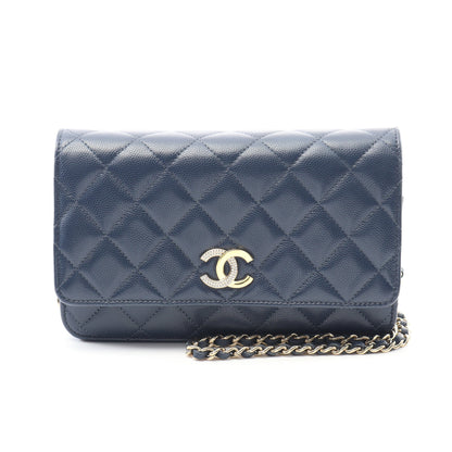 マトラッセ チェーンウォレット キャビアスキン ネイビー ゴールド金具 シャネル バッグ CHANEL