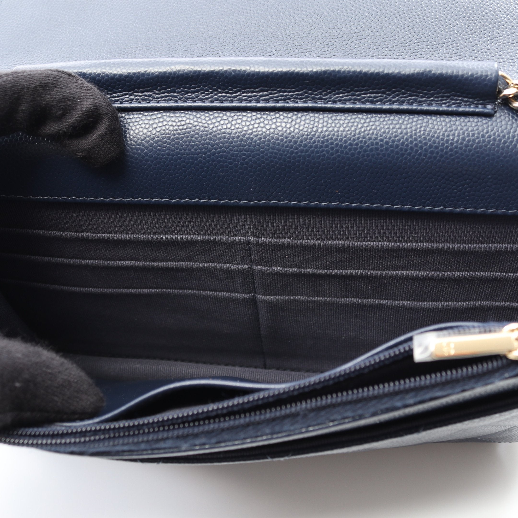 シャネル CHANEL マトラッセ チェーン ウォレット 長財布 レザー ネイビー A33814 マットゴールド 金具 VLP 90207702 シャネル チェーンウォレット マトラッセ ココマーク デニム A33814