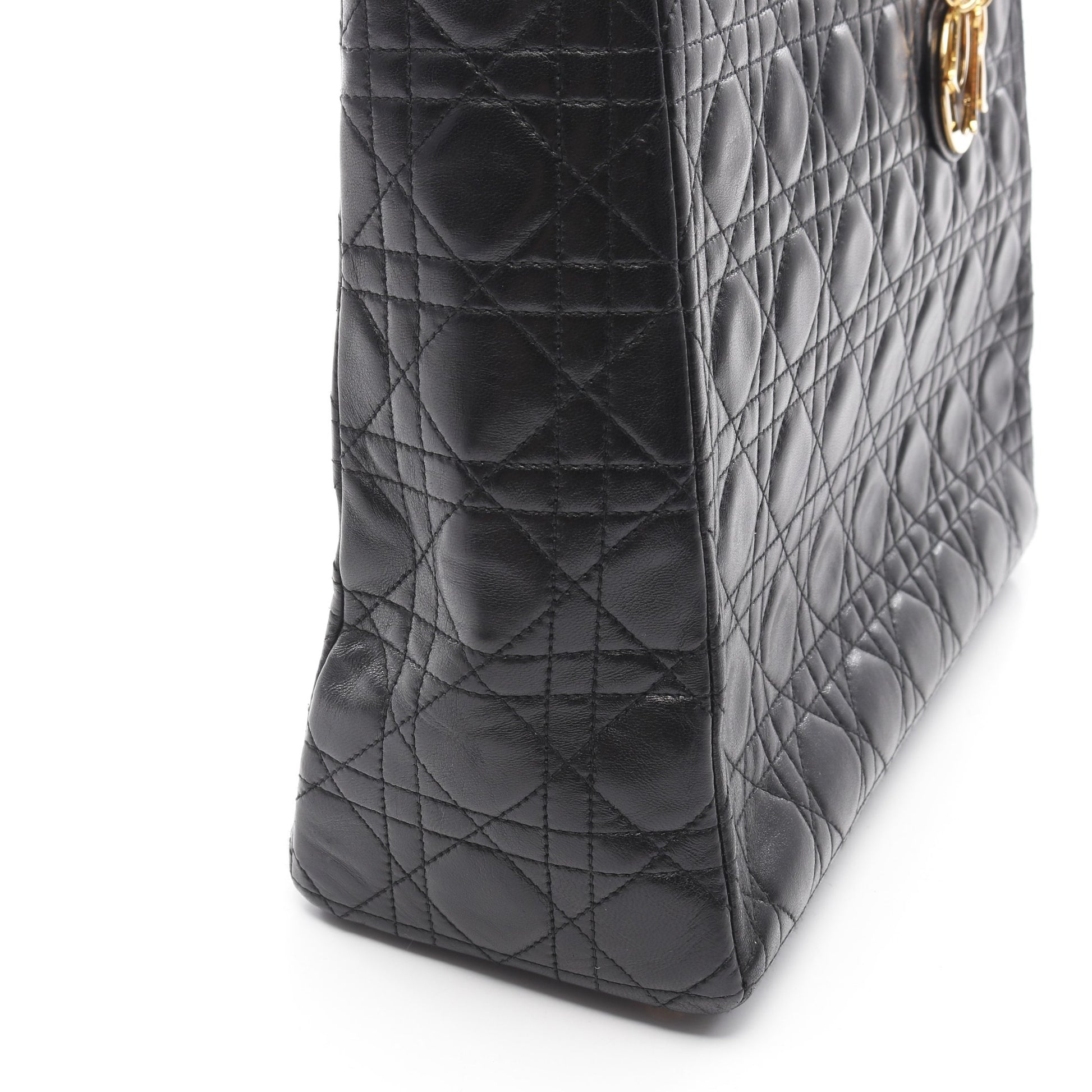 レディディオール ラージ ハンドバッグ レザー ブラック 2WAY クリスチャンディオール バッグ Christian Dior