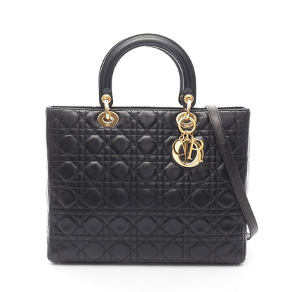 レディディオール ラージ ハンドバッグ レザー ブラック 2WAY クリスチャンディオール バッグ Christian Dior