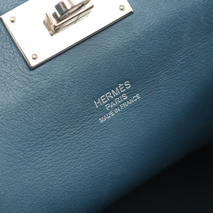 ツールボックス20 ハンドバッグ ヴォースイフト ブルー シルバー金具 2WAY □D刻印 エルメス バッグ HERMES