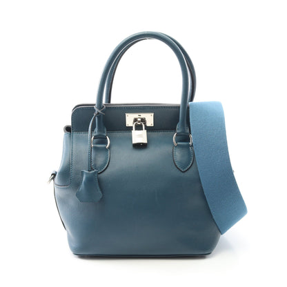 ツールボックス20 ハンドバッグ ヴォースイフト ブルー シルバー金具 2WAY □D刻印 エルメス バッグ HERMES