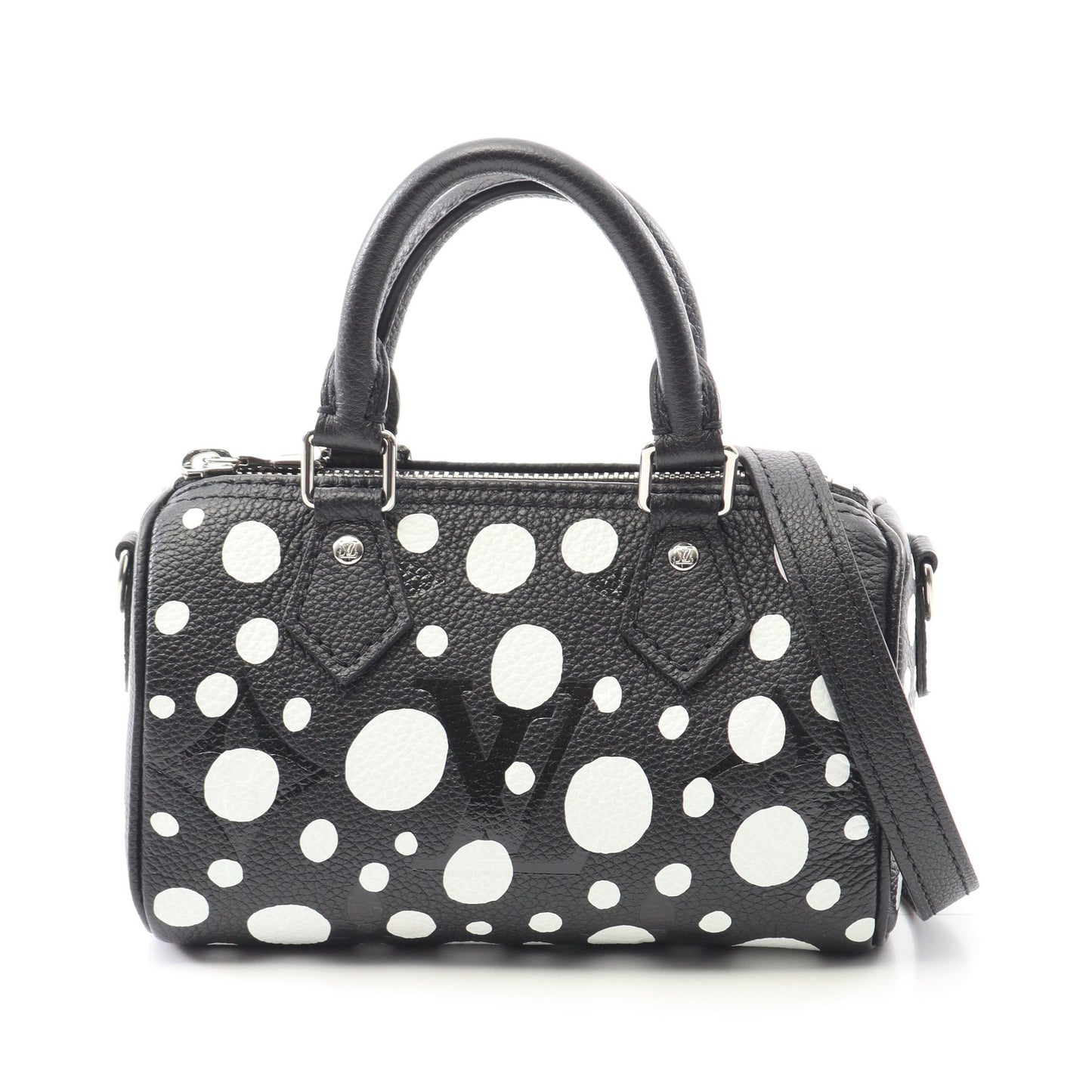 LOUIS VUITTON × yayoi kusama ナノスピーディ インフィニティドット ショルダーバッグ PVC レザー ブラック ホワイト 2WAY ルイヴィトン バッグ LOUIS VUITTON