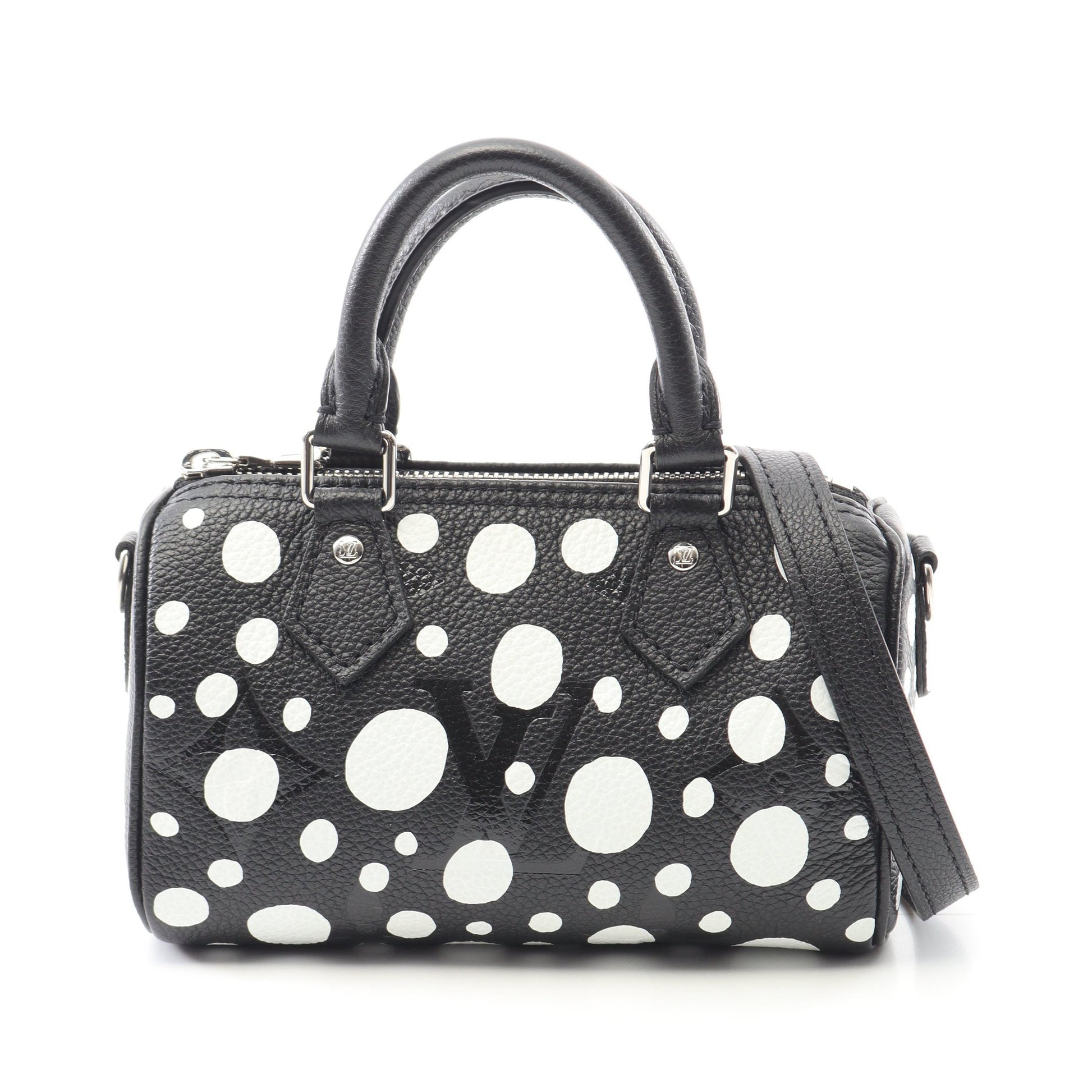 LOUIS VUITTON × yayoi kusama ナノスピーディ インフィニティドット ショルダーバッグ PVC レザー ブラック ホワイト 2WAY ルイヴィトン バッグ LOUIS VUITTON