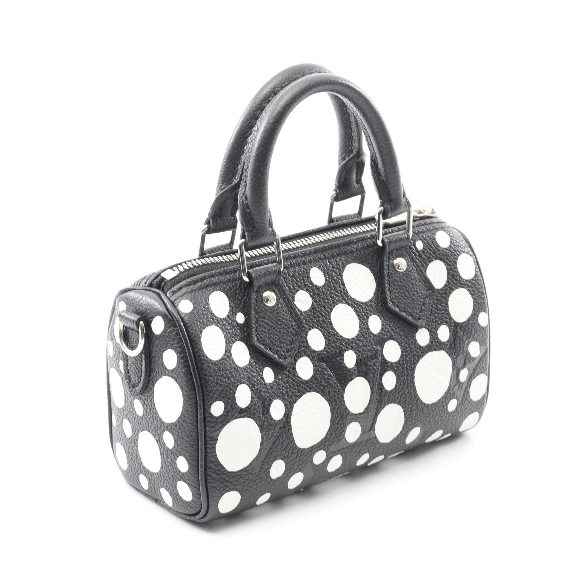 LOUIS VUITTON × yayoi kusama ナノスピーディ インフィニティドット ショルダーバッグ PVC レザー ブラック ホワイト 2WAY ルイヴィトン バッグ LOUIS VUITTON
