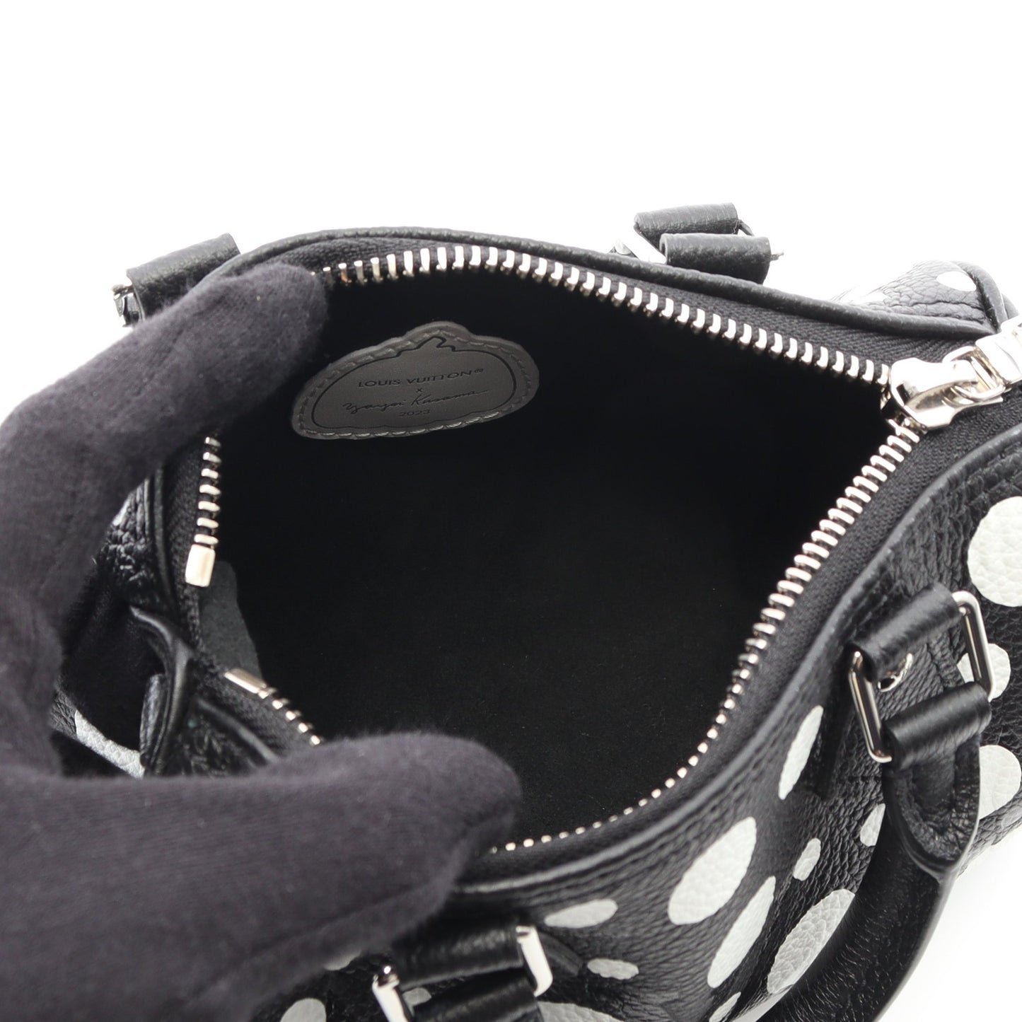 LOUIS VUITTON × yayoi kusama ナノスピーディ インフィニティドット ショルダーバッグ PVC レザー ブラック ホワイト 2WAY ルイヴィトン バッグ LOUIS VUITTON