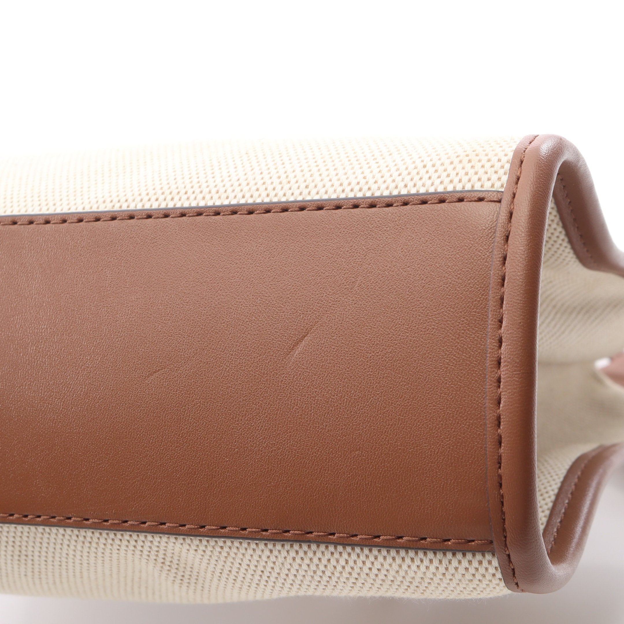 ハンドバッグ キャンバス レザー アイボリー ブラウン 2WAY マイケル