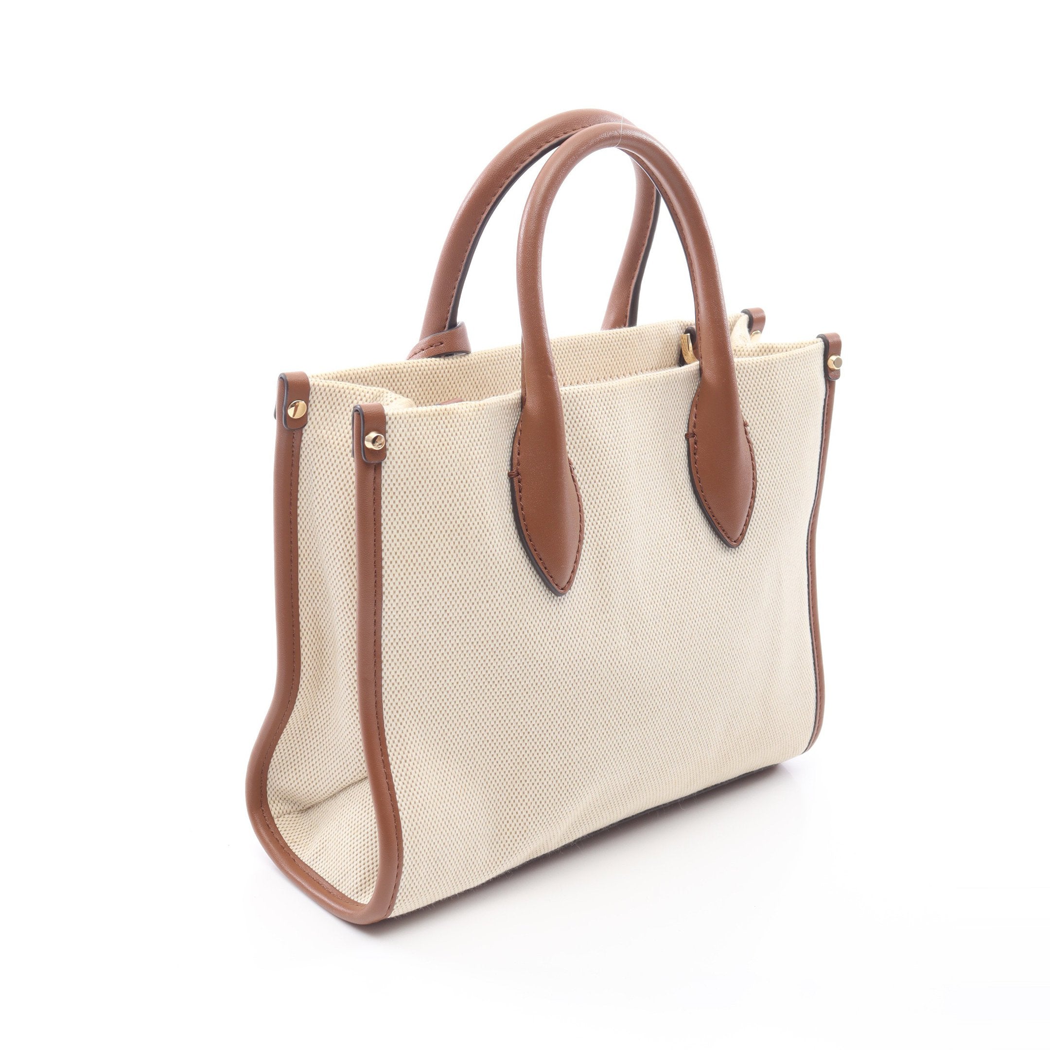 ハンドバッグ キャンバス レザー アイボリー ブラウン 2WAY マイケル