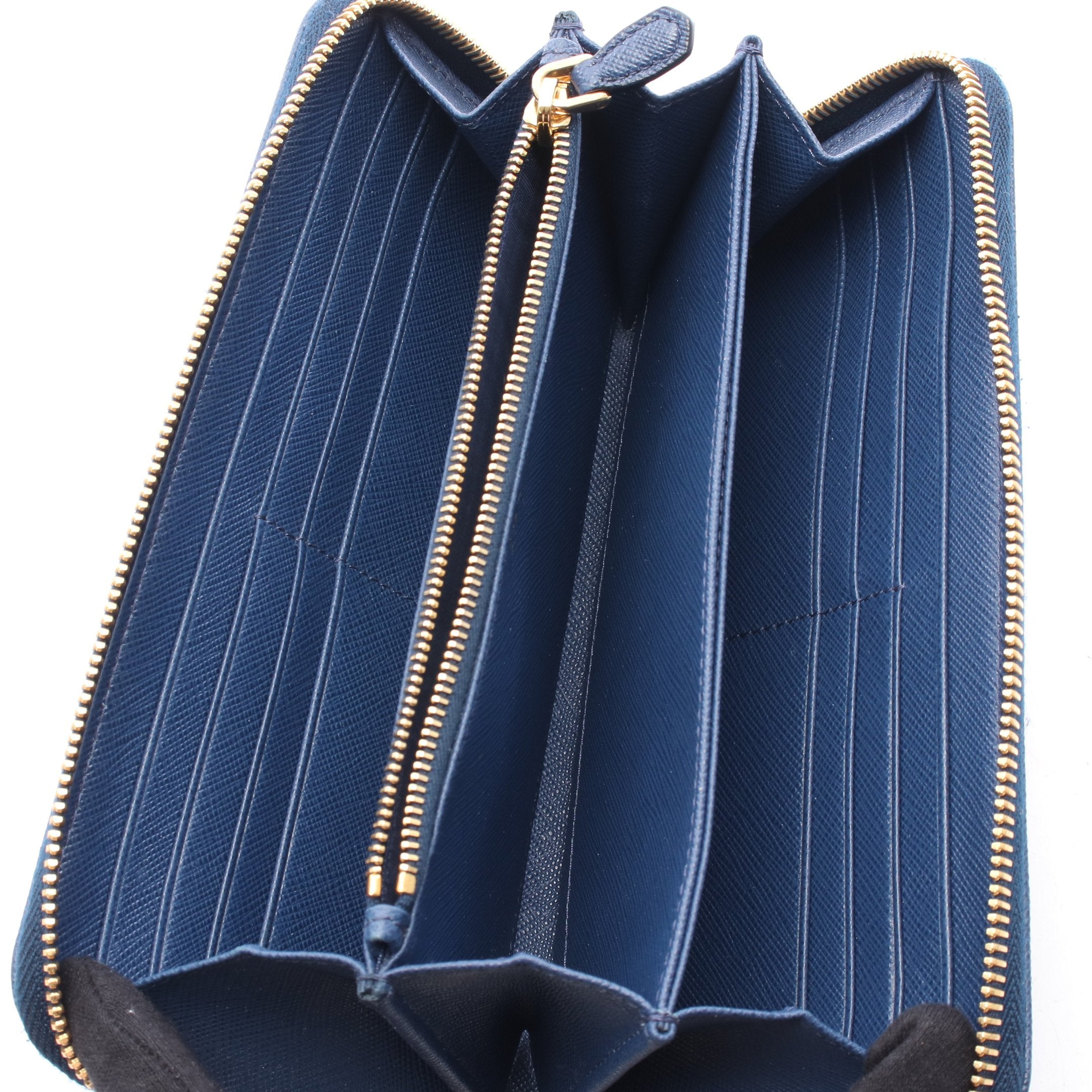 ラウンドファスナー長財布 レザー ダークブルー プラダ – RECLO