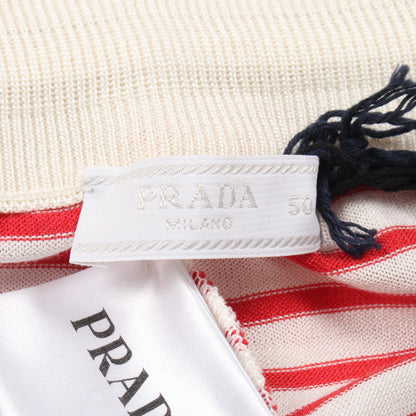ショートパンツ イージーパンツ ボーダー シルク コットン オフホワイト レッド プラダ ボトムス PRADA