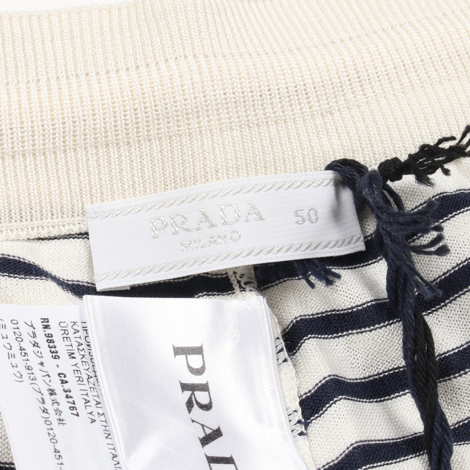 ショートパンツ イージーパンツ ボーダー シルク コットン オフホワイト ネイビー プラダ ボトムス PRADA