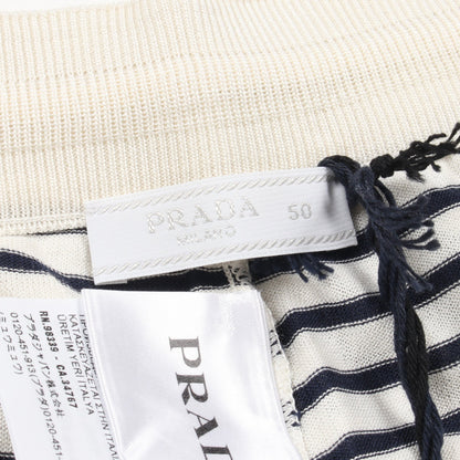 ショートパンツ イージーパンツ ボーダー シルク コットン オフホワイト ネイビー プラダ ボトムス PRADA