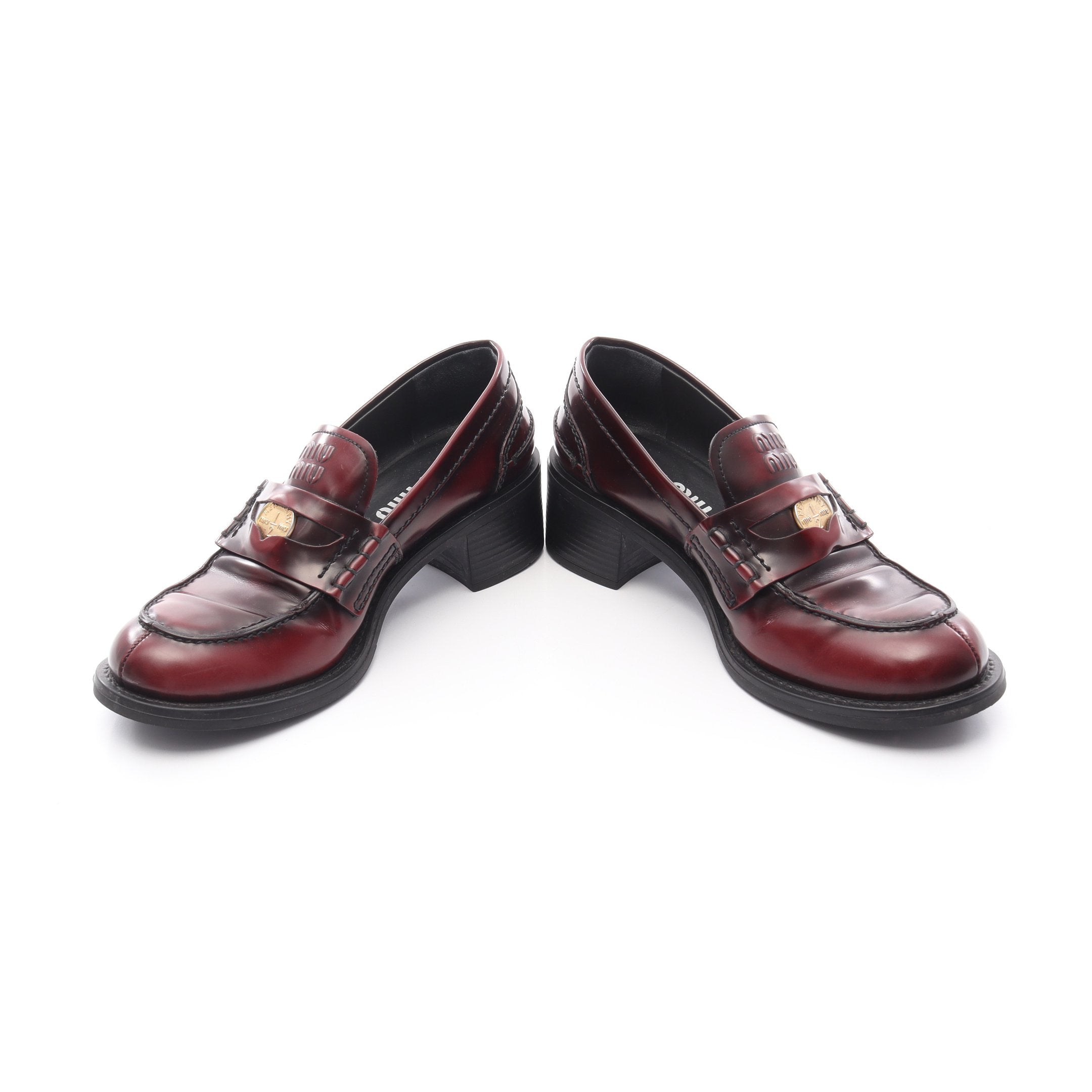 ローファー ロゴコイン レザー ボルドー ミュウミュウ – RECLO