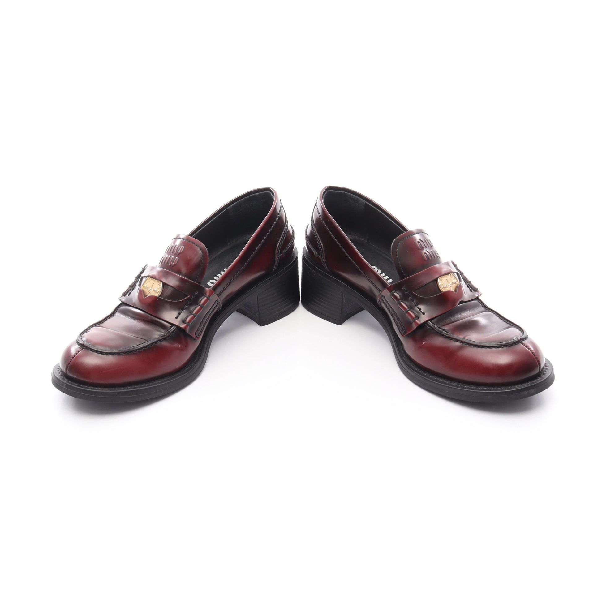 ローファー ロゴコイン レザー ボルドー ミュウミュウ シューズ miu miu