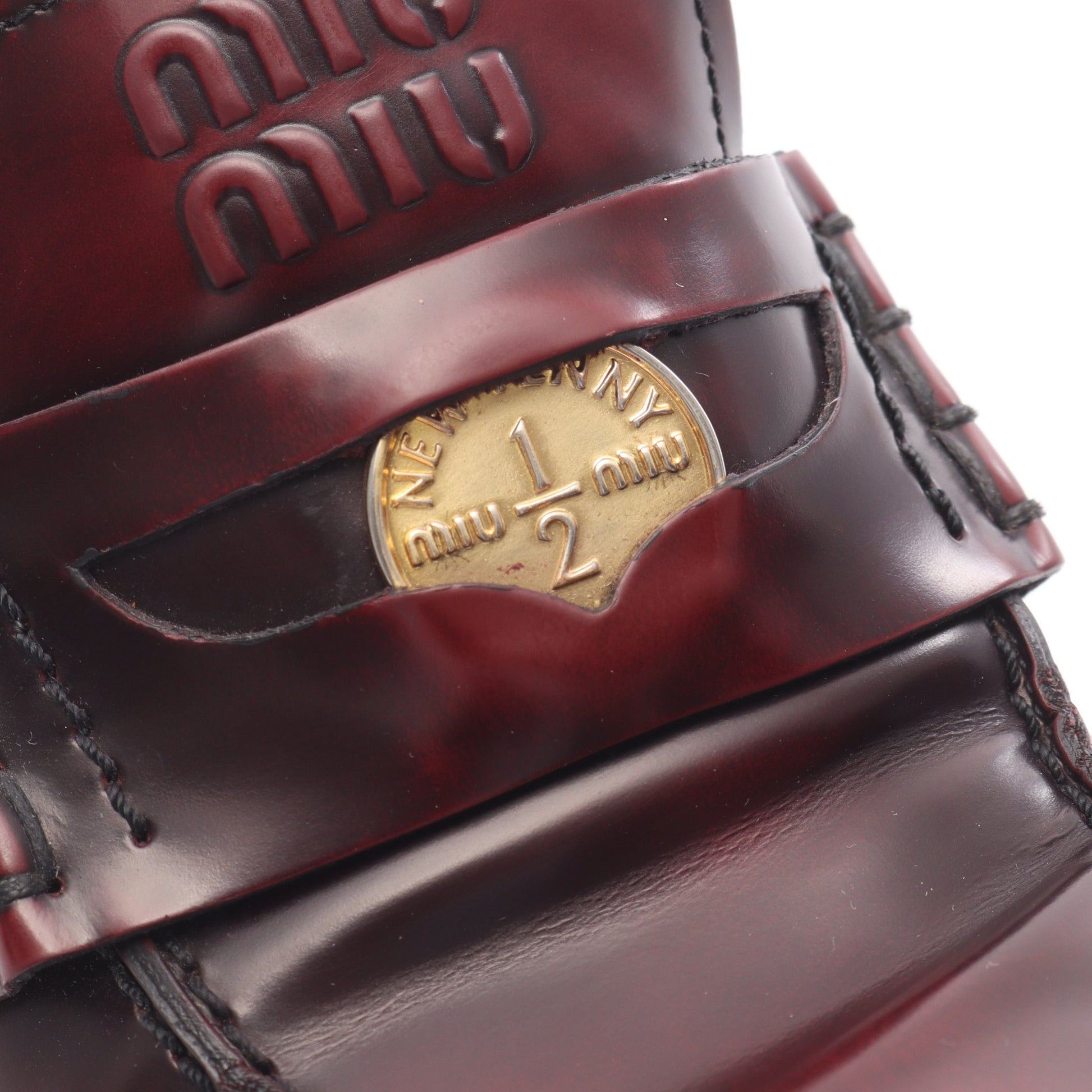 ローファー ロゴコイン レザー ボルドー ミュウミュウ シューズ miu miu