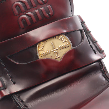 ローファー ロゴコイン レザー ボルドー ミュウミュウ シューズ miu miu