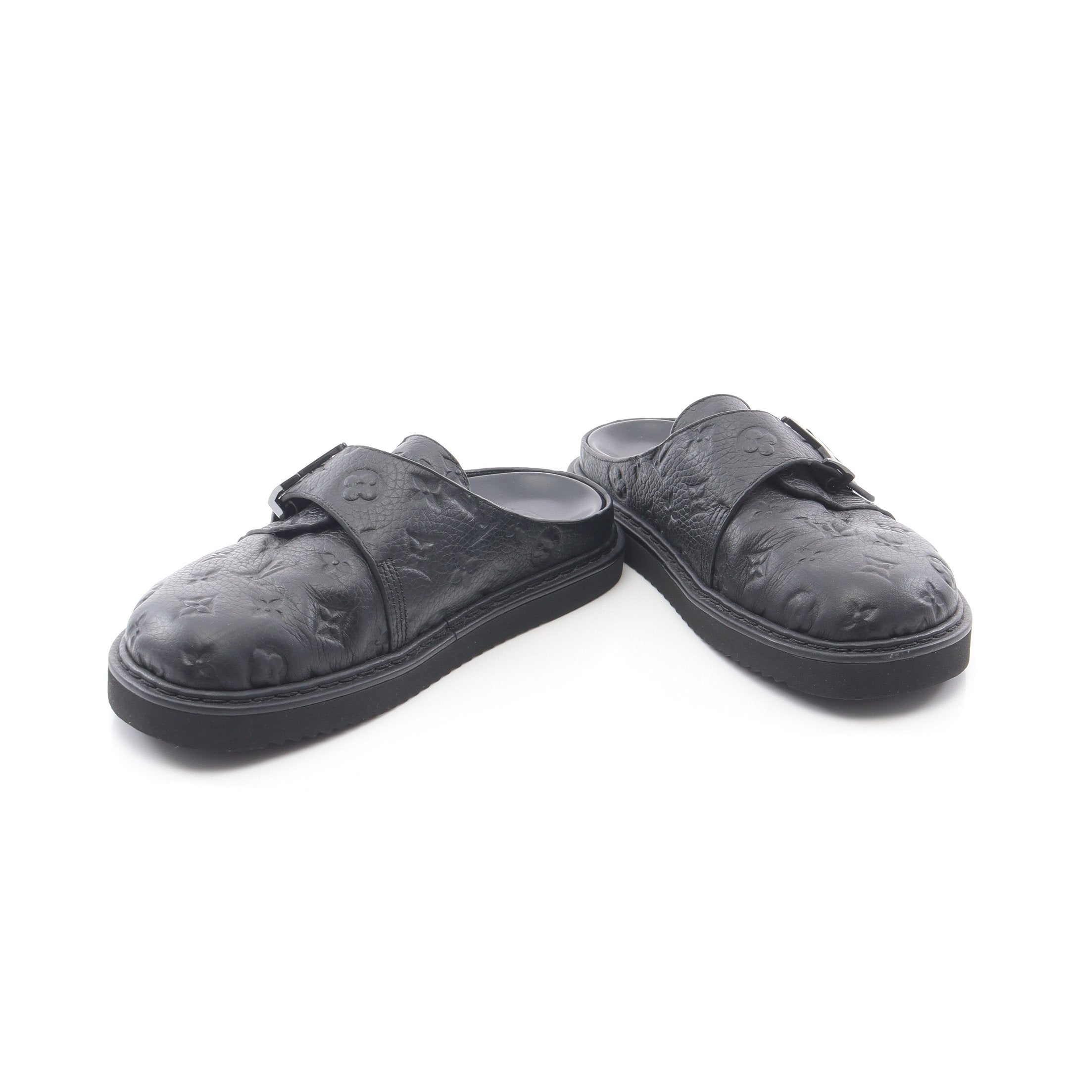 LVイージーライン ミュール モノグラム サンダル レザー ブラック ルイ