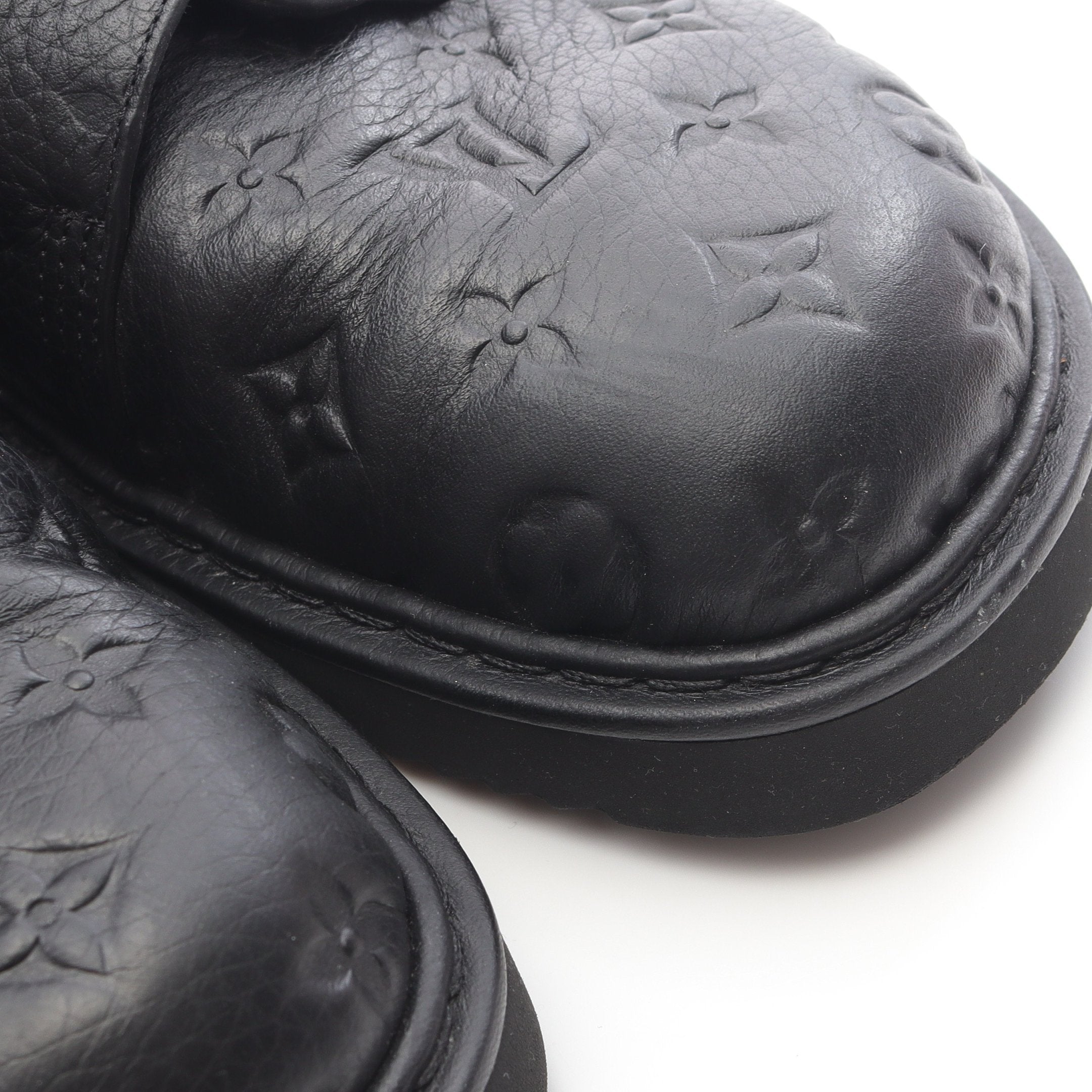 LVイージーライン ミュール モノグラム サンダル レザー ブラック ルイ