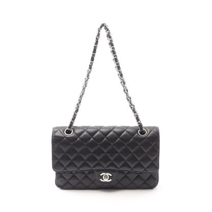 マトラッセ ダブルフラップ チェーンショルダーバッグ キャビアスキン ブラック シルバー金具 シャネル バッグ CHANEL