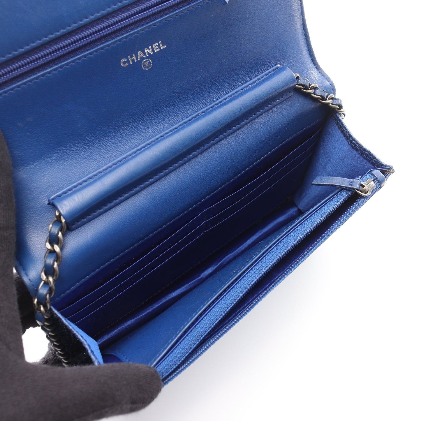 ボーイシャネル チェーンウォレット リザード ブルー アンティークシルバー金具 シャネル バッグ CHANEL