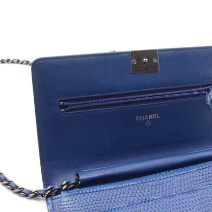 ボーイシャネル チェーンウォレット リザード ブルー アンティークシルバー金具 シャネル バッグ CHANEL