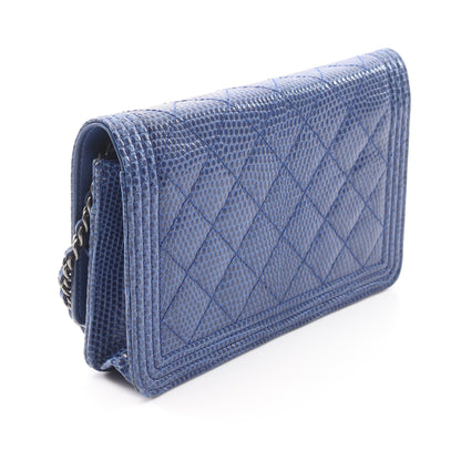 ボーイシャネル チェーンウォレット リザード ブルー アンティークシルバー金具 シャネル バッグ CHANEL