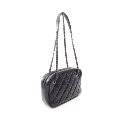 マトラッセ チェーンショルダーバッグ ラムスキン ブラック シルバー金具 シャネル バッグ CHANEL
