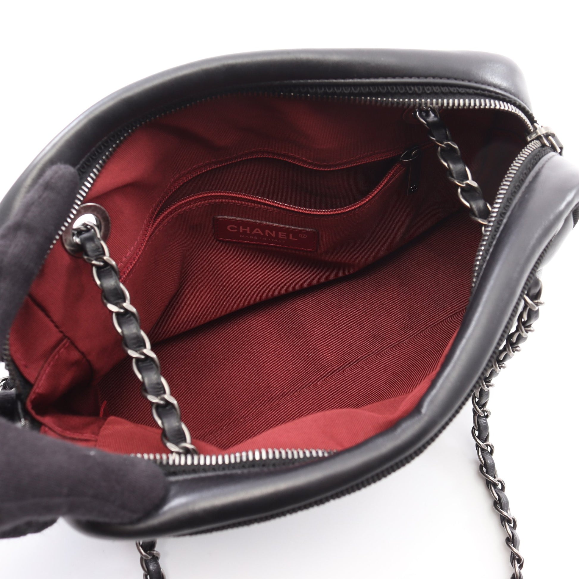 マトラッセ チェーンショルダーバッグ ラムスキン ブラック シルバー金具 シャネル バッグ CHANEL