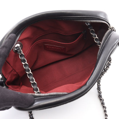 マトラッセ チェーンショルダーバッグ ラムスキン ブラック シルバー金具 シャネル バッグ CHANEL