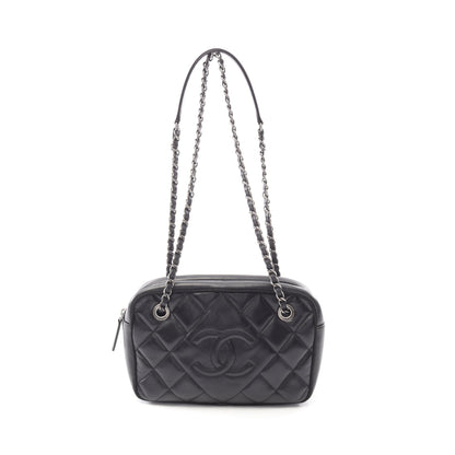 マトラッセ チェーンショルダーバッグ ラムスキン ブラック シルバー金具 シャネル バッグ CHANEL