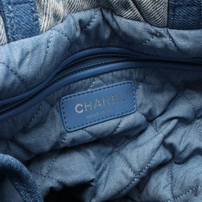 シャネル22 バックパック ナップサック デニム ブルー シルバー金具 シャネル バッグ CHANEL