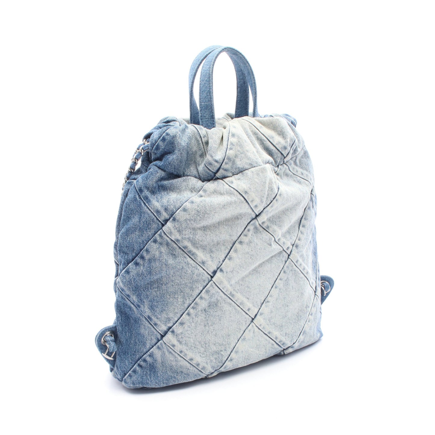 シャネル22 バックパック ナップサック デニム ブルー シルバー金具 シャネル バッグ CHANEL
