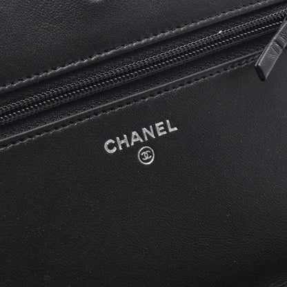 ココマーク チェーンウォレット レザー ブラック シルバー金具 シャネル バッグ CHANEL