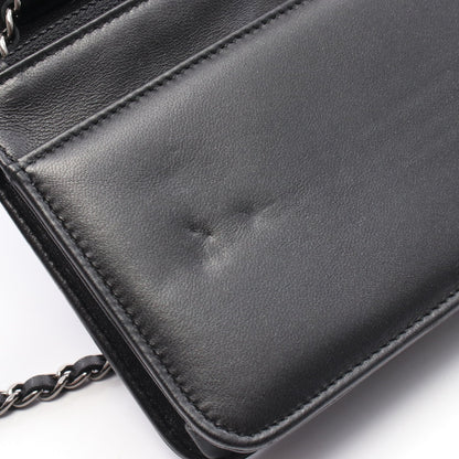 ココマーク チェーンウォレット レザー ブラック シルバー金具 シャネル バッグ CHANEL