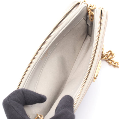 ボーイシャネル チェーンウォレット キャビアスキン グレーベージュ ゴールド金具 シャネル バッグ CHANEL