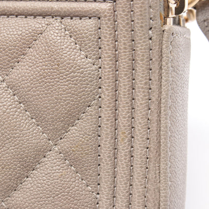 ボーイシャネル チェーンウォレット キャビアスキン グレーベージュ ゴールド金具 シャネル バッグ CHANEL