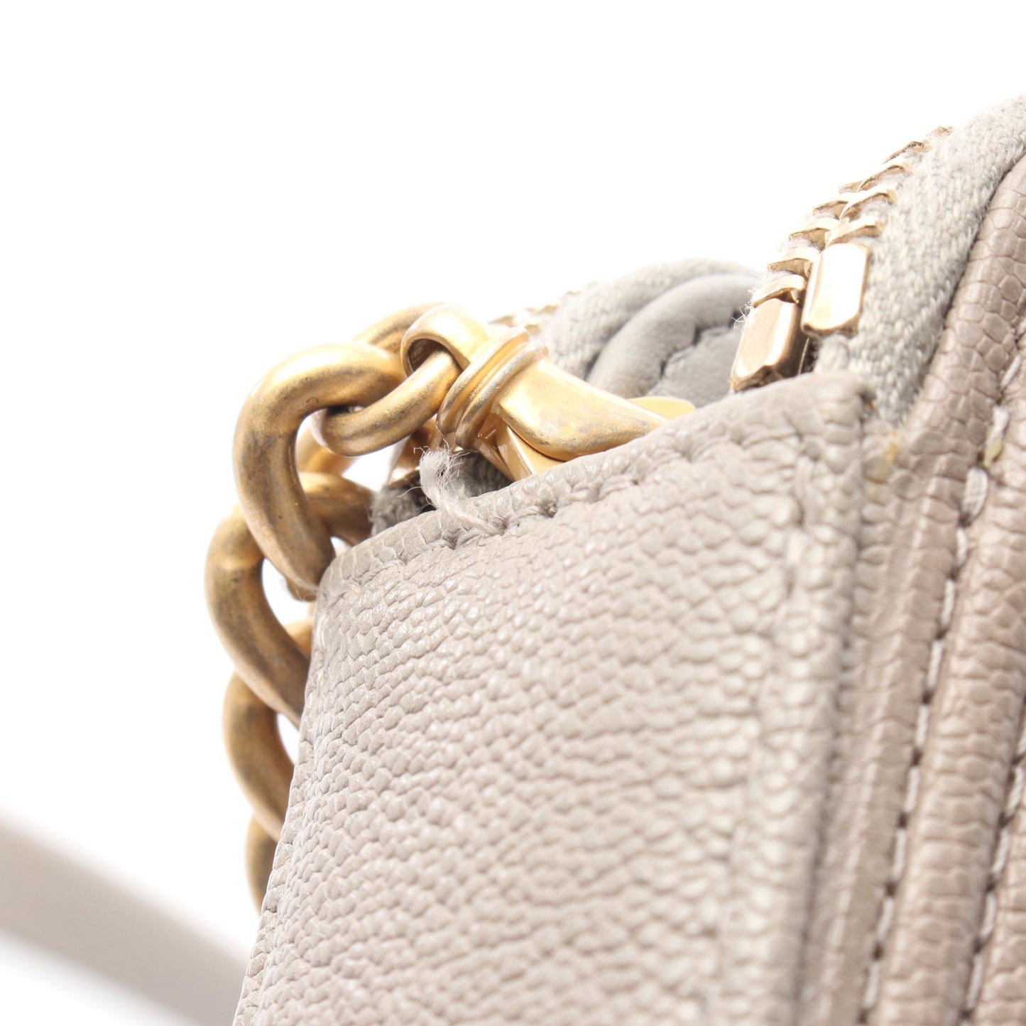 ボーイシャネル チェーンウォレット キャビアスキン グレーベージュ ゴールド金具 シャネル バッグ CHANEL