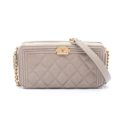 ボーイシャネル チェーンウォレット キャビアスキン グレーベージュ ゴールド金具 シャネル バッグ CHANEL
