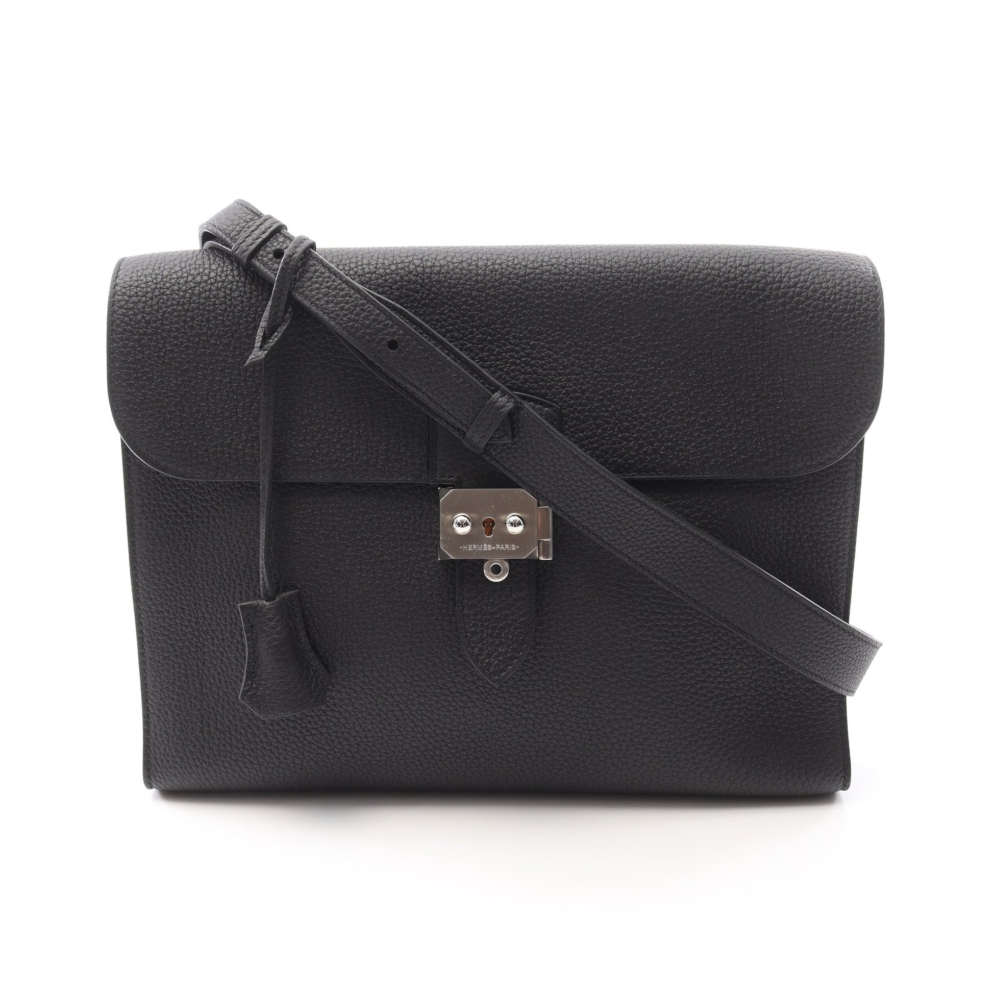 サックアデペッシュ29 ショルダーバッグ トゴ ブラック シルバー金具 B刻印 エルメス バッグ HERMES