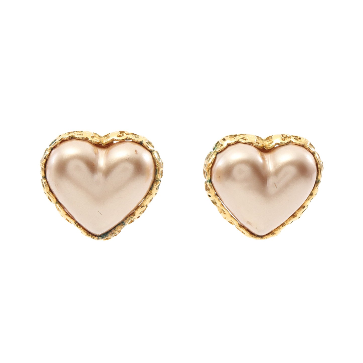 ハート ココマーク イヤリング GP フェイクパール ゴールド ピンク 2-8 シャネル アクセサリー CHANEL