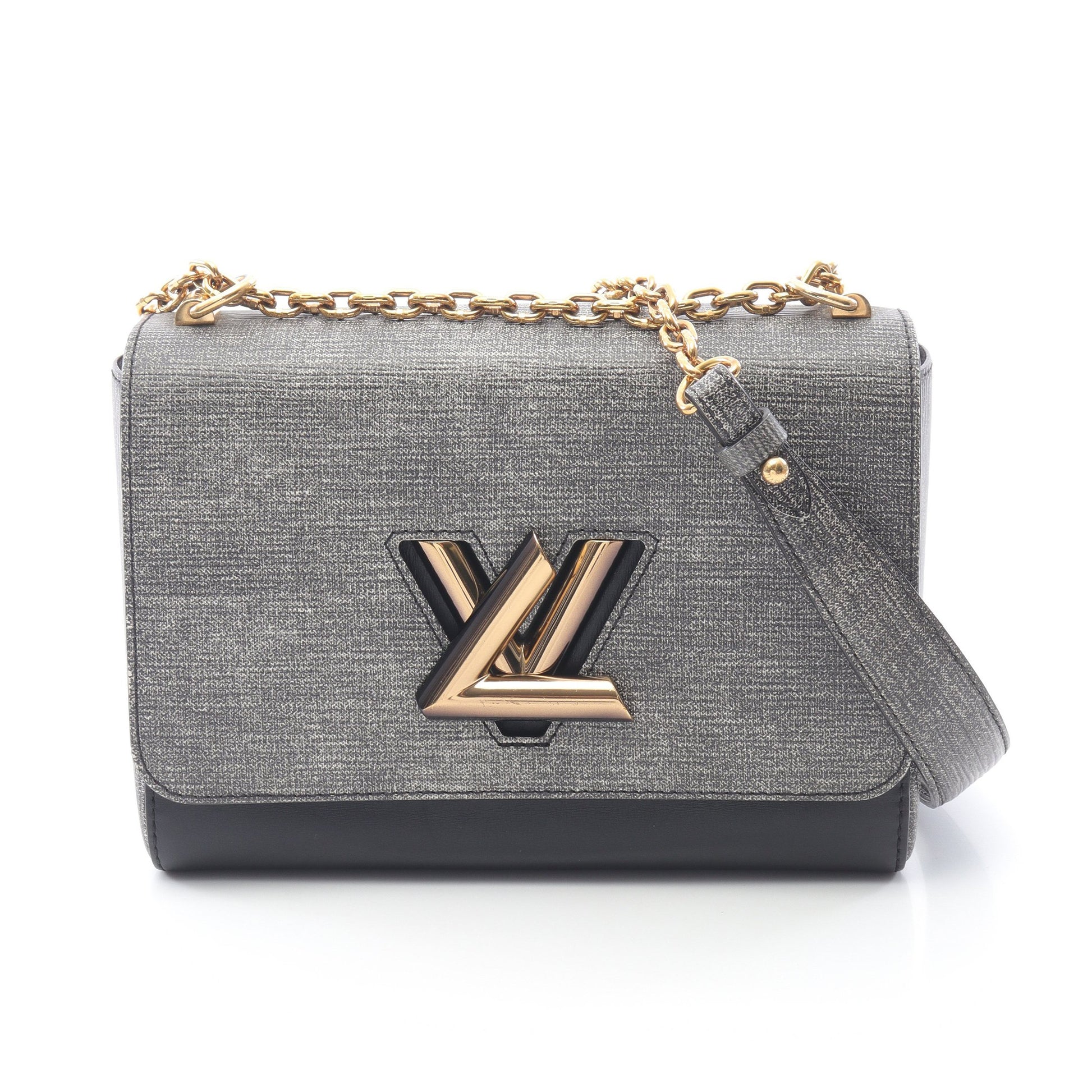 ツイストMM チェーンショルダーバッグ レザー ブラック グレー ルイヴィトン バッグ LOUIS VUITTON