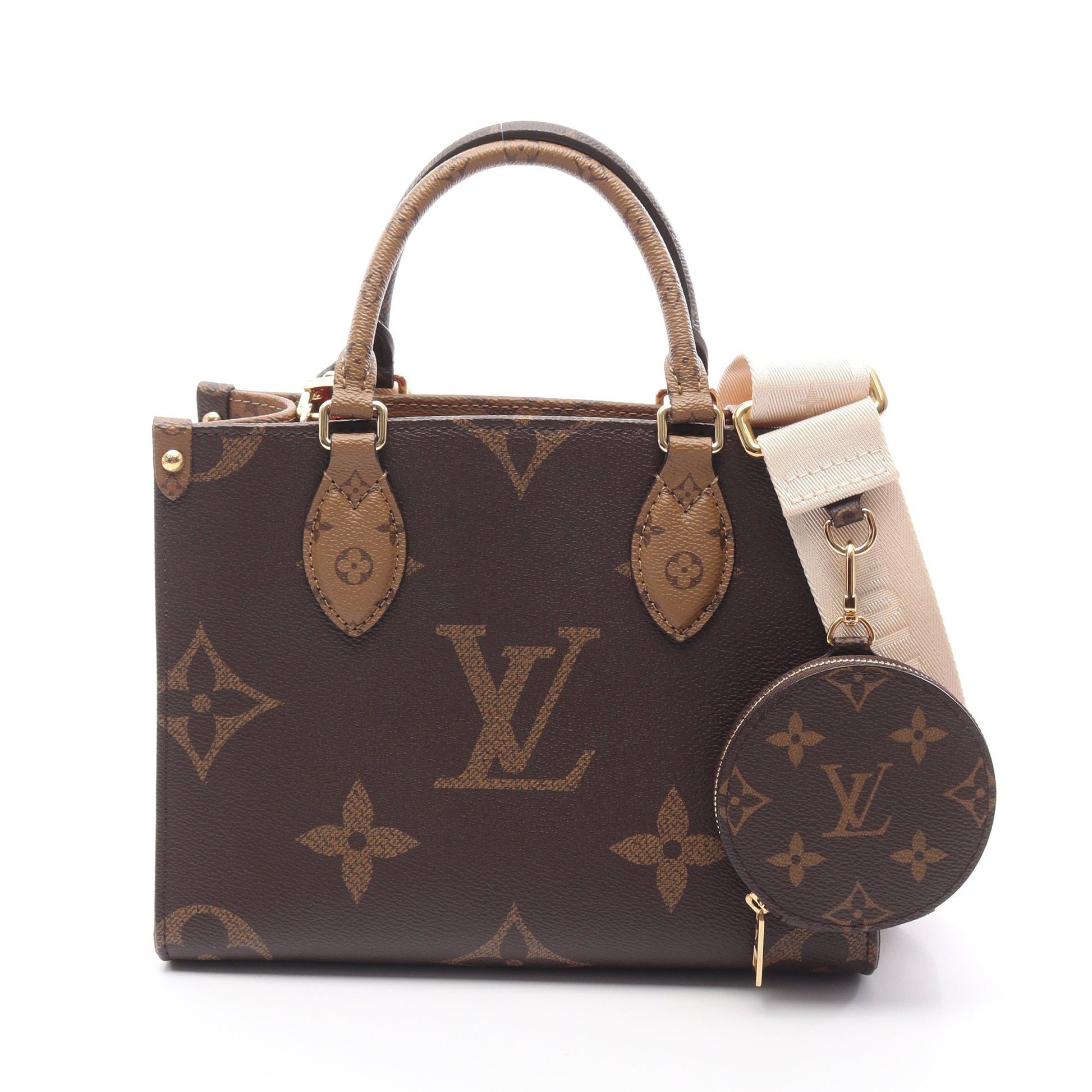 オンザゴーPM モノグラムジャイアント リバース ハンドバッグ PVC ブラウン ベージュ 2WAY ルイヴィトン バッグ LOUIS VUITTON