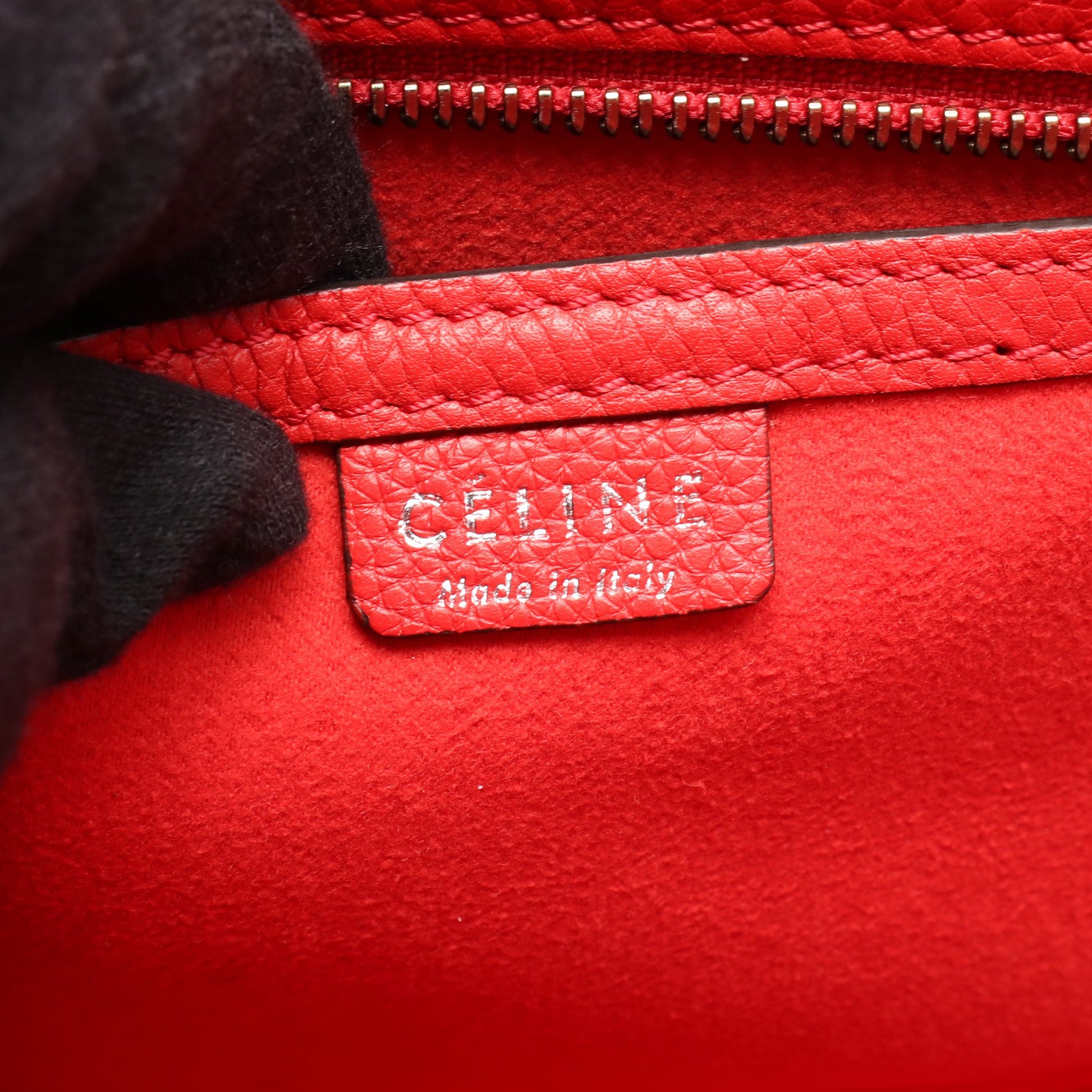 ラゲージ ナノショッパー ハンドバッグ レザー レッド 2WAY セリーヌ バッグ CELINE