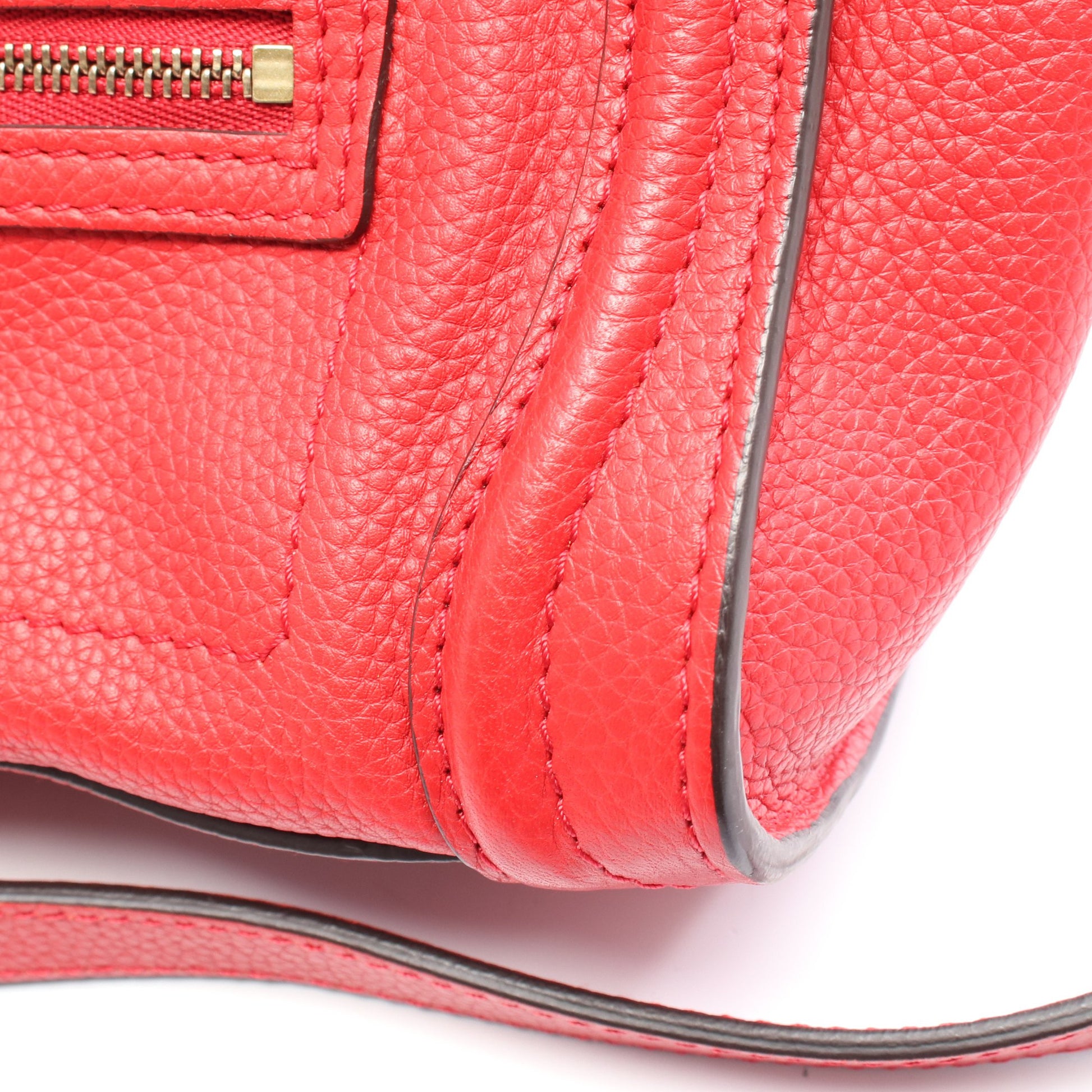 ラゲージ ナノショッパー ハンドバッグ レザー レッド 2WAY セリーヌ バッグ CELINE